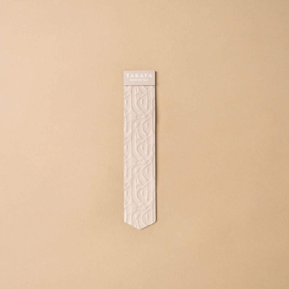 TAKAFA Original luxury leather bookmark in Cream, full-grain Bos Taurus Italian leather handcrafted in Italy